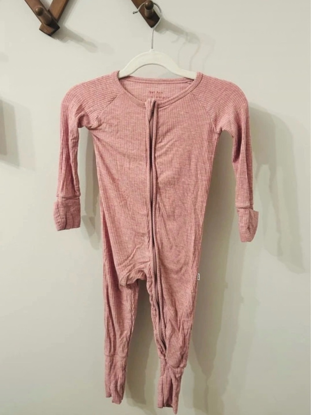 Little Sleepies Pink Ribbed Zippy Size 6-12 Months